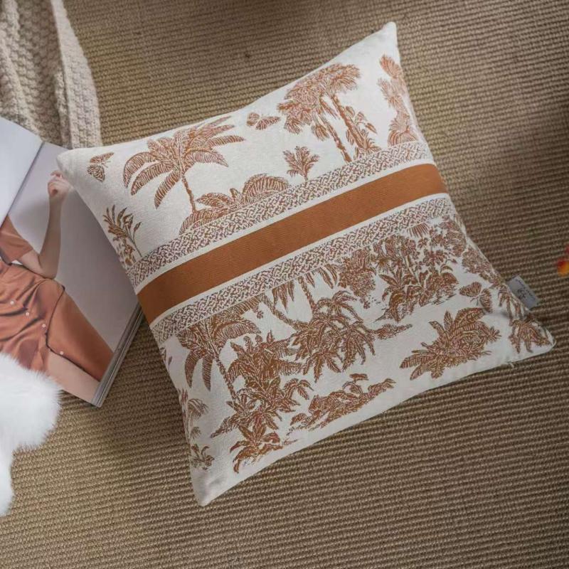 New Oat Color High End Geometric Jacquard Cushion Cover Double-Sided Modern Light Luxury Pillow Covers Decorative Decor Home