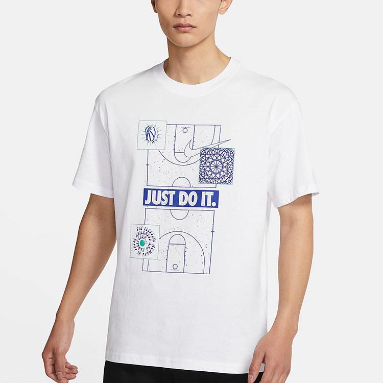 Nike Just Do It Basketball Sports Print Short Sleeve T-Shirt Men Tops White DD0810-100