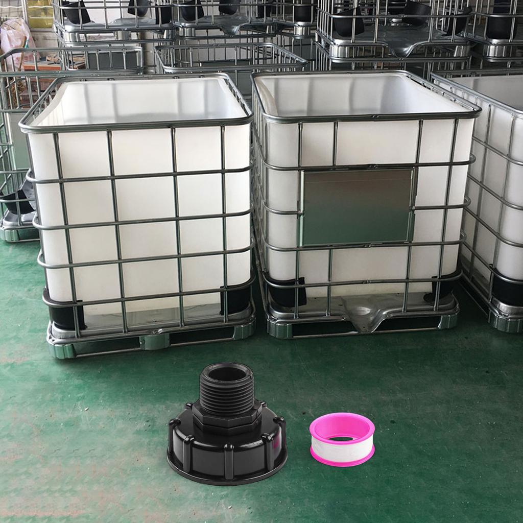 IBC Tank Connector 60mm Coarse Thread Adapter with Female 2 and 3/4 Hose Ends for Garden Hose Connection to Standard IBC Tanks