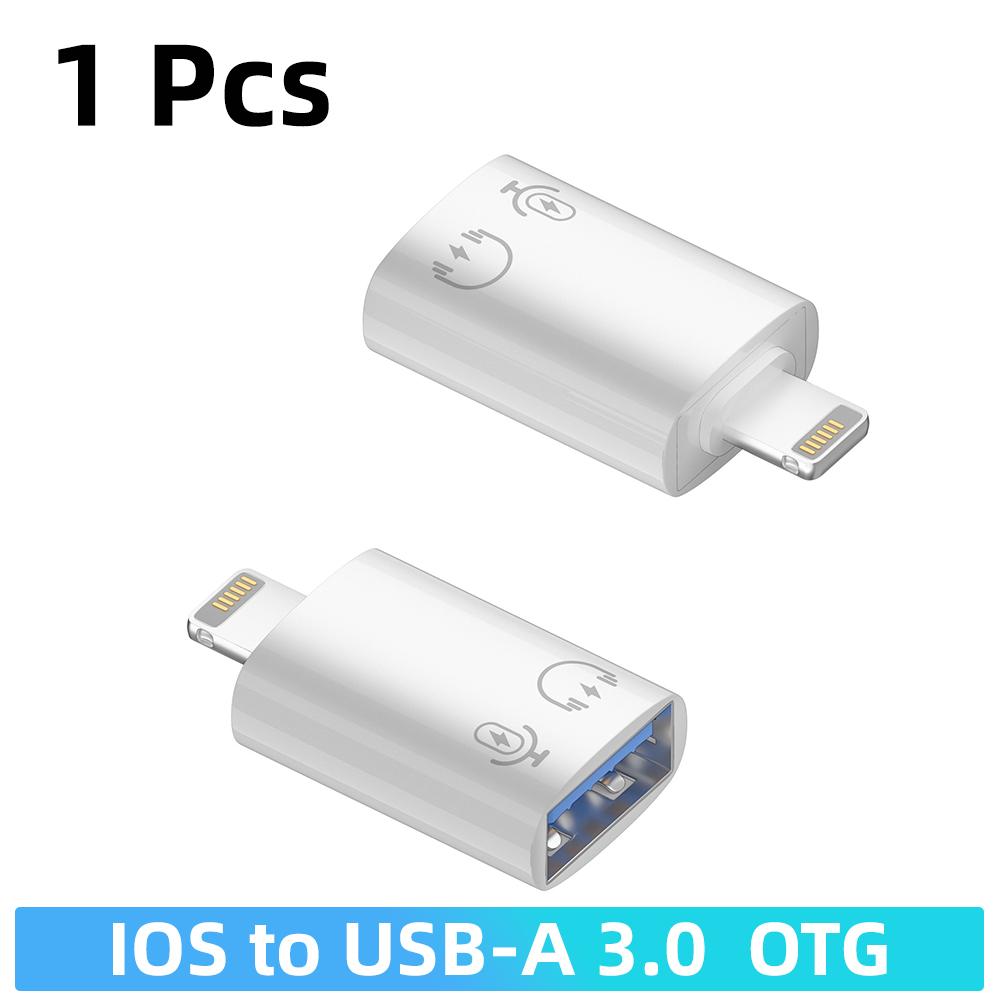 

Адаптер Fonken OTG For Male to USB 3.0 Type-C 3.1 Femal Converter Fast Charging Connecter for iPhone Macbook IOS TO USB-A 3.0 OTG білий
