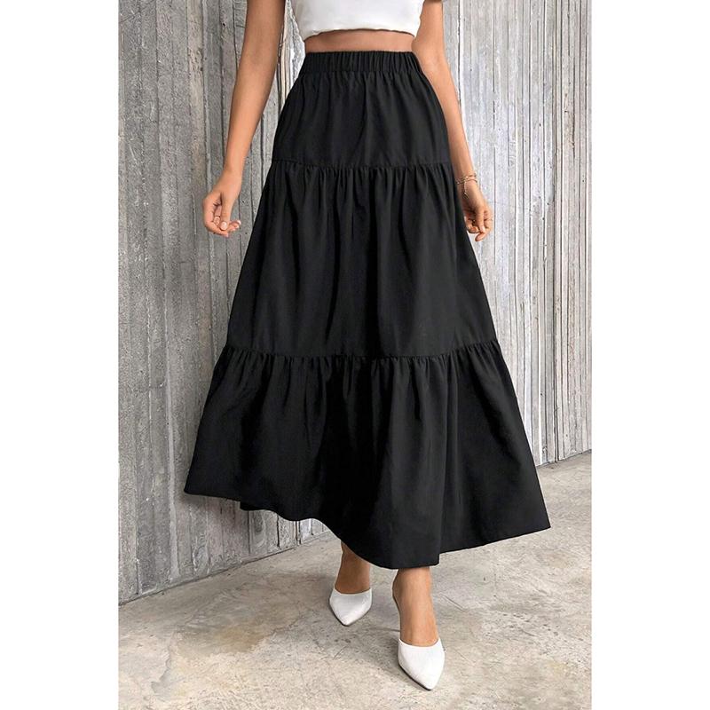 

Модные новые плиссированные повседневные черные юбки А-силуэта, женские элегантные облегающие весенне-летние длинные юбки, женские винтажные однотонные юбки с высокой талией 25920 M чёрный