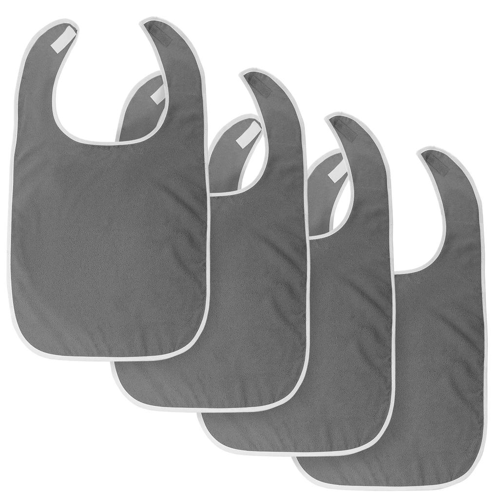 4Pcs Adult Bibs Soft Polyester Adjustable Elderly Feeding Bibs Clothing Stain Resistant Protectors for Adult Men and Women