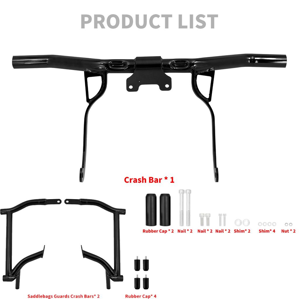HDBUBALUS Protecție Motor Bară de Protecție Motocicletă Protecție Motor Autostradă Suspendată Față Set de Suport Șa Montare Spate Protecție Durabilă Rezistent la Șocuri
