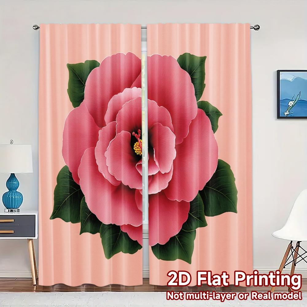 

2D FLAT PRINTING 2pcs Curtains (Without Rod) Floral Elegance in Bloom Holiday New year Printed Curtains Prints Light Filtering 100*130 HOOK 1pcs