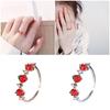 Delicate Strawberry Inspired Adjustable Ring With Faceted Cubic Zirconia Stones Polished Copper Base Fashionable Everyday Accessory