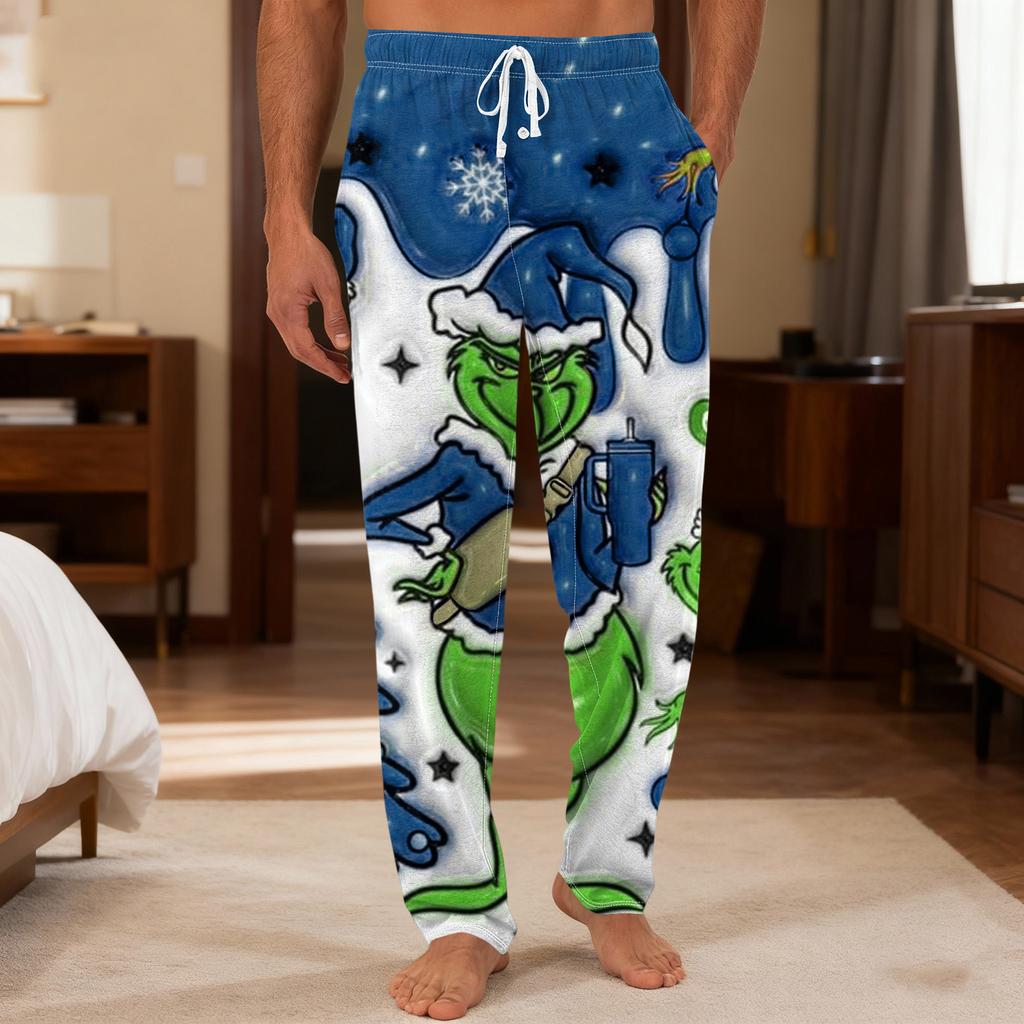 Men's Plain Knit Solid Pocket Casual Pants Home Pajama Pants