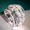Huitan New Trendy Women Rings Hollow Multi Lines Design Luxury Cubic Zirconia Rings Fashion  Daily Wear Party Accessories