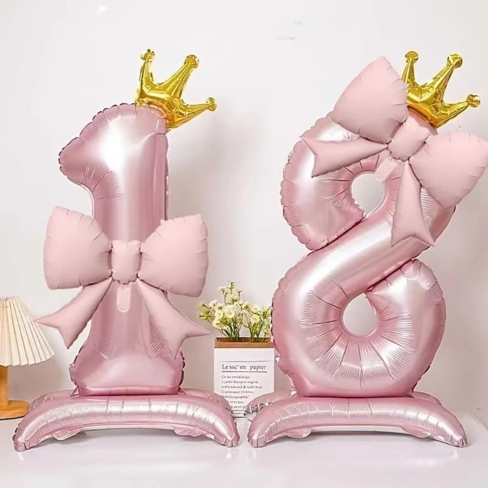 Crown Shape Standing Crown Balloons Pink Color 42 Inch Balloons Wedding Venue Decoration