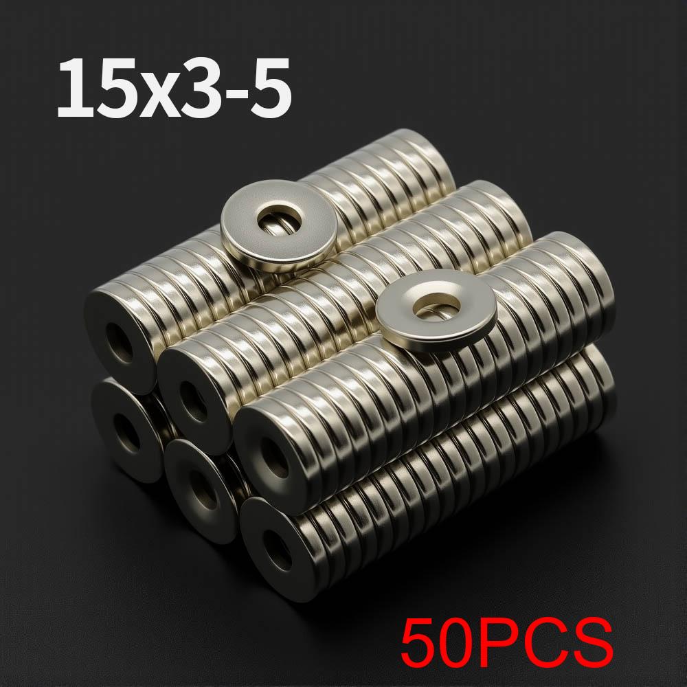 15x3-5mm Powerful with holes Neodymium Magnet N35 NdfeB Permanent Magnetic imanes Round Super Strong Fridge Magnets DIY