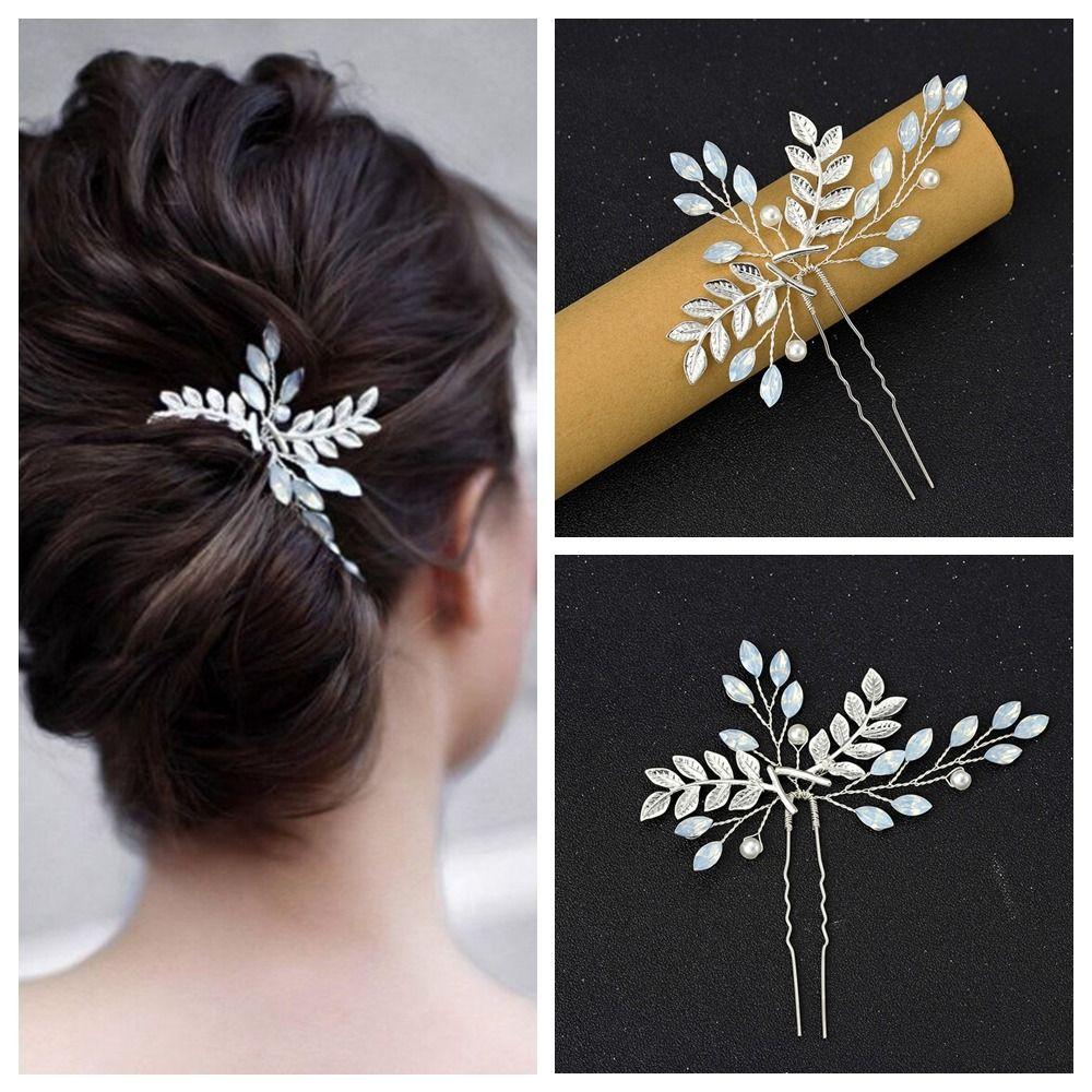 

Аксессуары для невесты Головной убор Кристалл Свадебные заколки для волос Заколки для волос в виде листьев Опаловые заколки для волос Свадебные заколки для волос