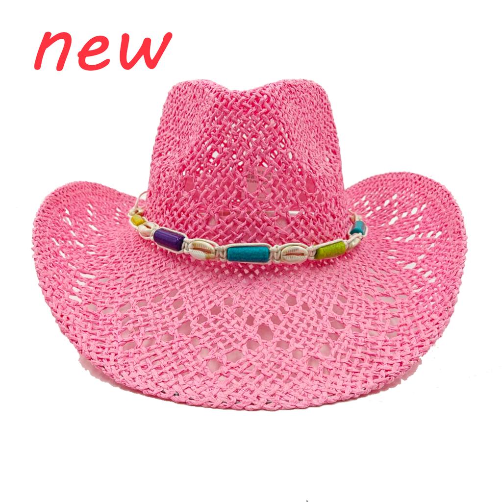 Matcha Green Cowboy Straw Hat Handwoven Hollow Men's and Women's Summer Sun Hat Western Cowboy Straw Hat  sombrero vaquero