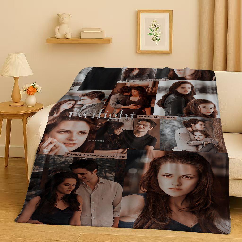 3D Twilight Saga Bella Edward Vampire Movie Flannel Blanket,Ultra Soft Warm Plush Throw for Home Bedroom Bed Sofa Cover Camping