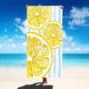 Blue Striped Lemon Slice Print Beach Towel Fresh Summer Design Towel for Men and Women Ideal for Summer Beach Trips