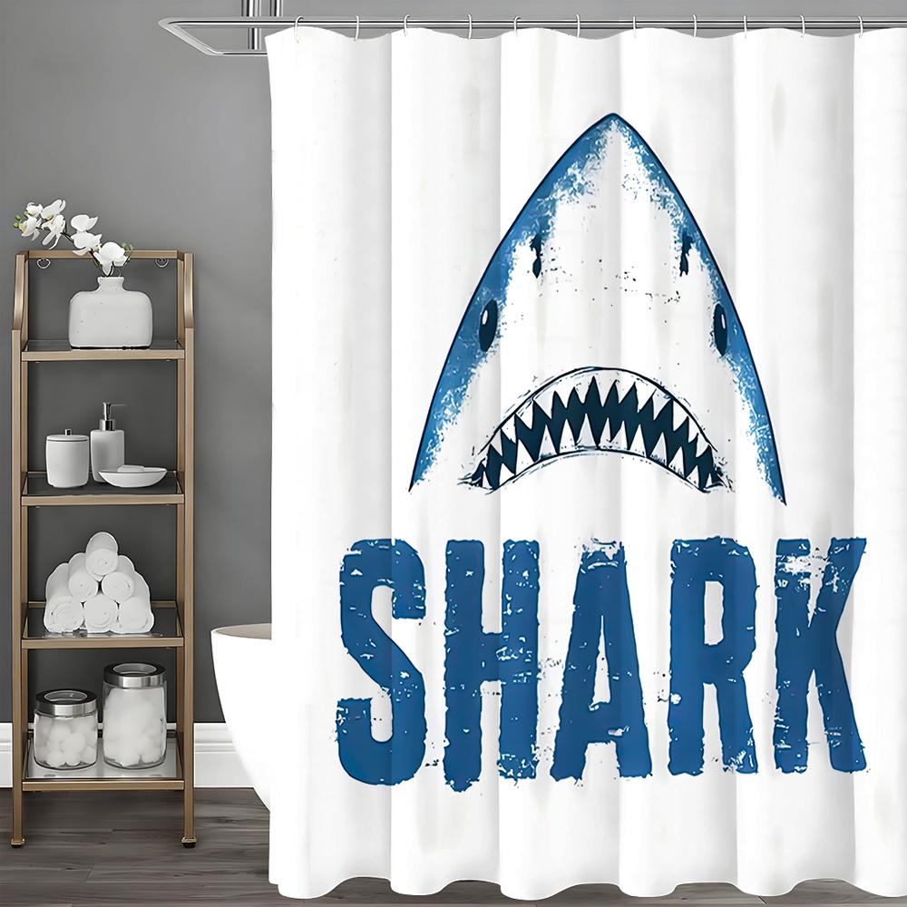 Shark Shower Curtain, Bathroom Decorative Shower Curtain, Waterproof Shower Curtain with Hooks
