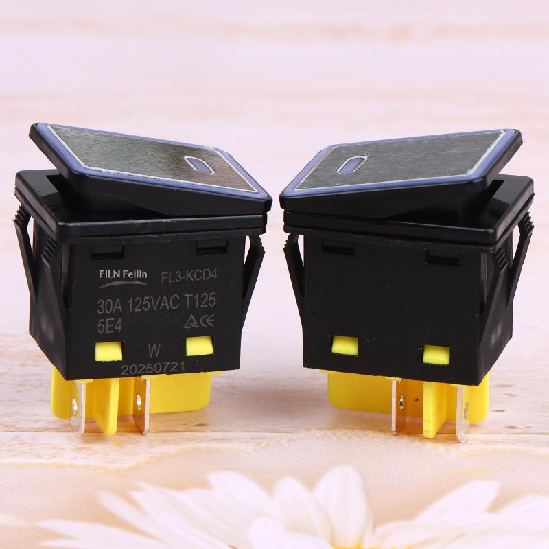 30A 110V 220V Heavy Duty Dpst Ip67 4 Pin Sealed Waterproof T85 Auto Boat Marine Toggle Rocker Switch With Led Light