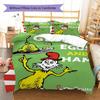 Green Eggs and Ham Pattern Bedding,Quilt Set Quilt Cover Pillowcase Home Birthday Gift (1 * duvet cover + 2 * pillowcase, without core)