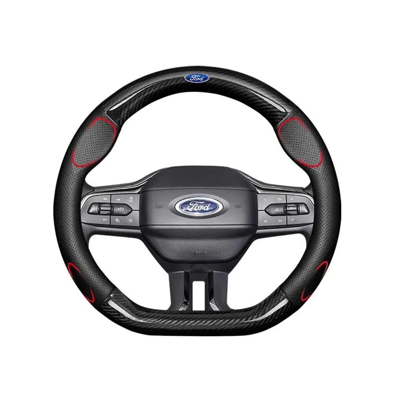 CIMF6 Ford ST Mondeo F150 Fusion Mustang EXPLORER ESCAPE EDGE Fiesta Focus Kuga Ranger Car Carbon Fiber Ventilate Steering Wheel Cover