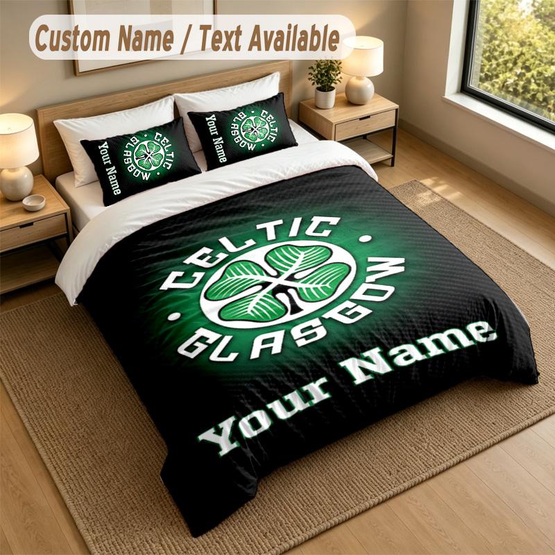 3Pcs Bedding Set Custom Name Text, 1 Sheet 2 Pillowcases Home Bed DecorCeltic FC