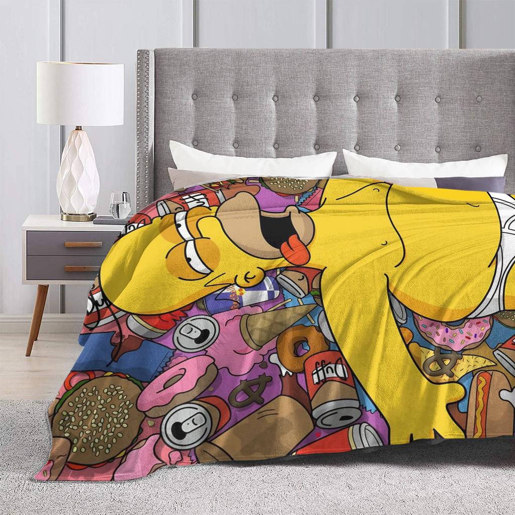 T-The Simpsons Warm Soft Blankets Girls Boys Plush Throw Blanket Novelty Couch Chair Flannel Bedspread Sofa Bed Cover