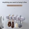 Wall Mounted Mop and Broom Rack | Bathroom Non Drilling Adhesive Storage Box | Heavy Plastic with Flexible Silicone Clip | Home Cleaning Tools