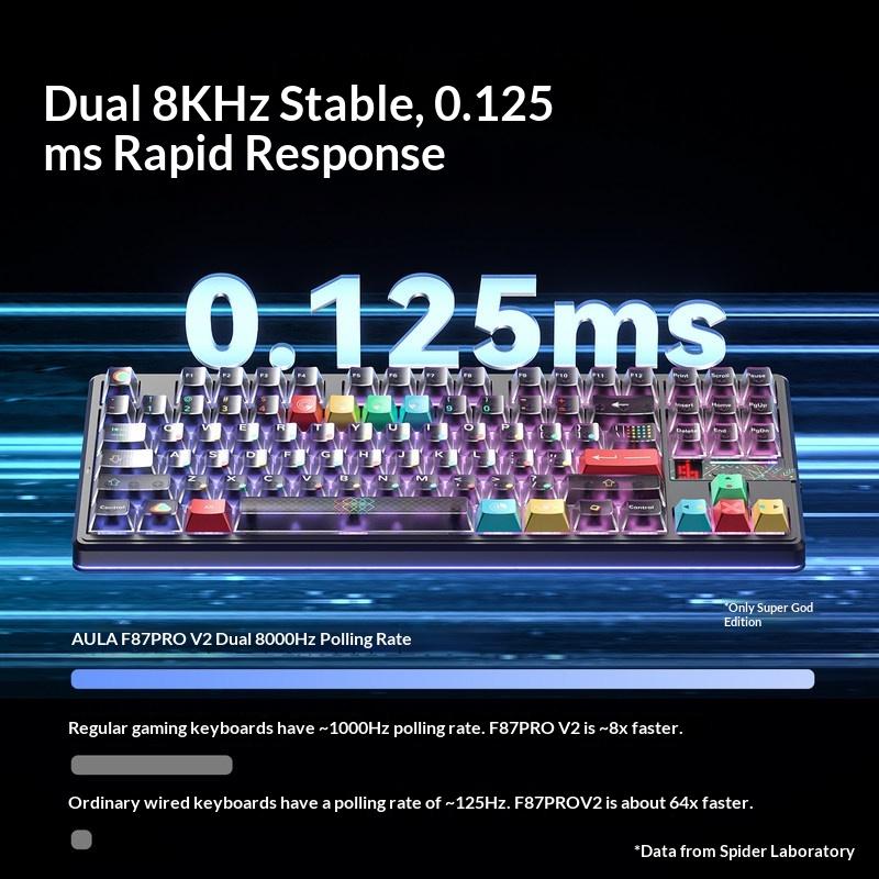 Aula F87 Pro V2 Custom Mechanical Keyboard Wireless Triple Mode Bluetooth Silent Rgb Backlit Gaming For Pc Computer Esports