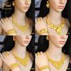 Indian Dubai Sand Gold Jewelry Set: Necklace, Bracelet, Ring & Earrings for Bridal Wedding.