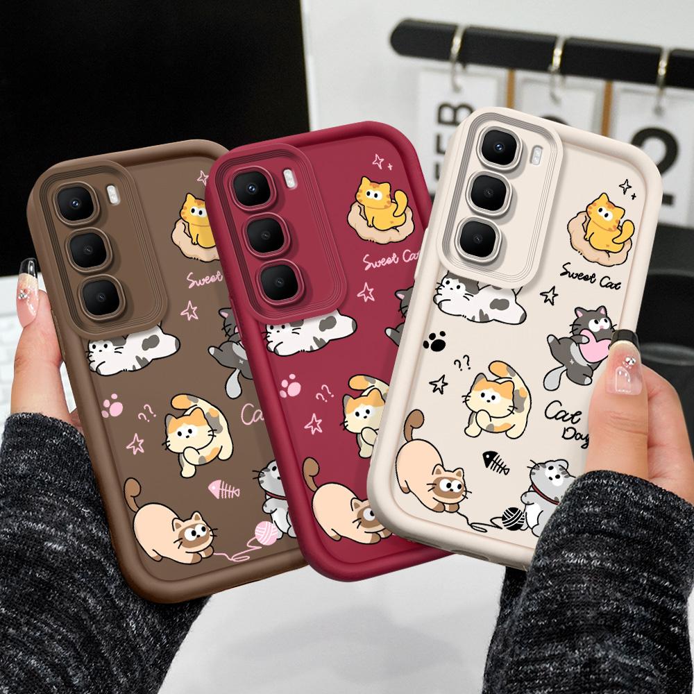 Playing Cute Cat Phone Case For Infinix Hot 60 60I 50 40 40I 30 30I 20 Pro Plus Play 4G 5G Staircase Soft Cover