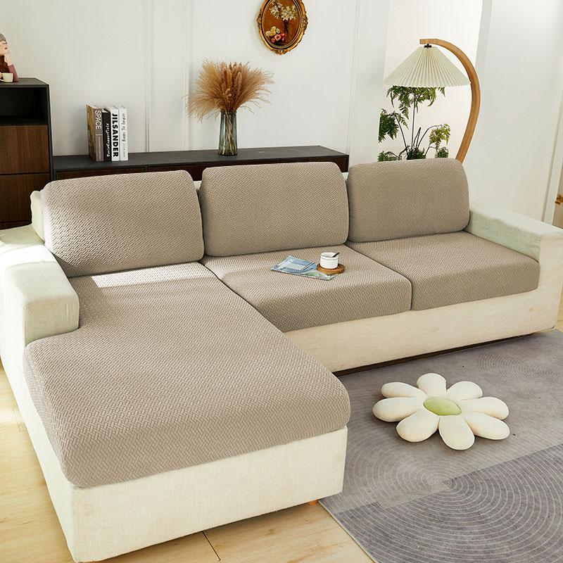 Jacquard Fabric Sofa Seat Cover For Living Room Removable Solid Colors Couch Slipcover Thicken Elastic Furniture Protector