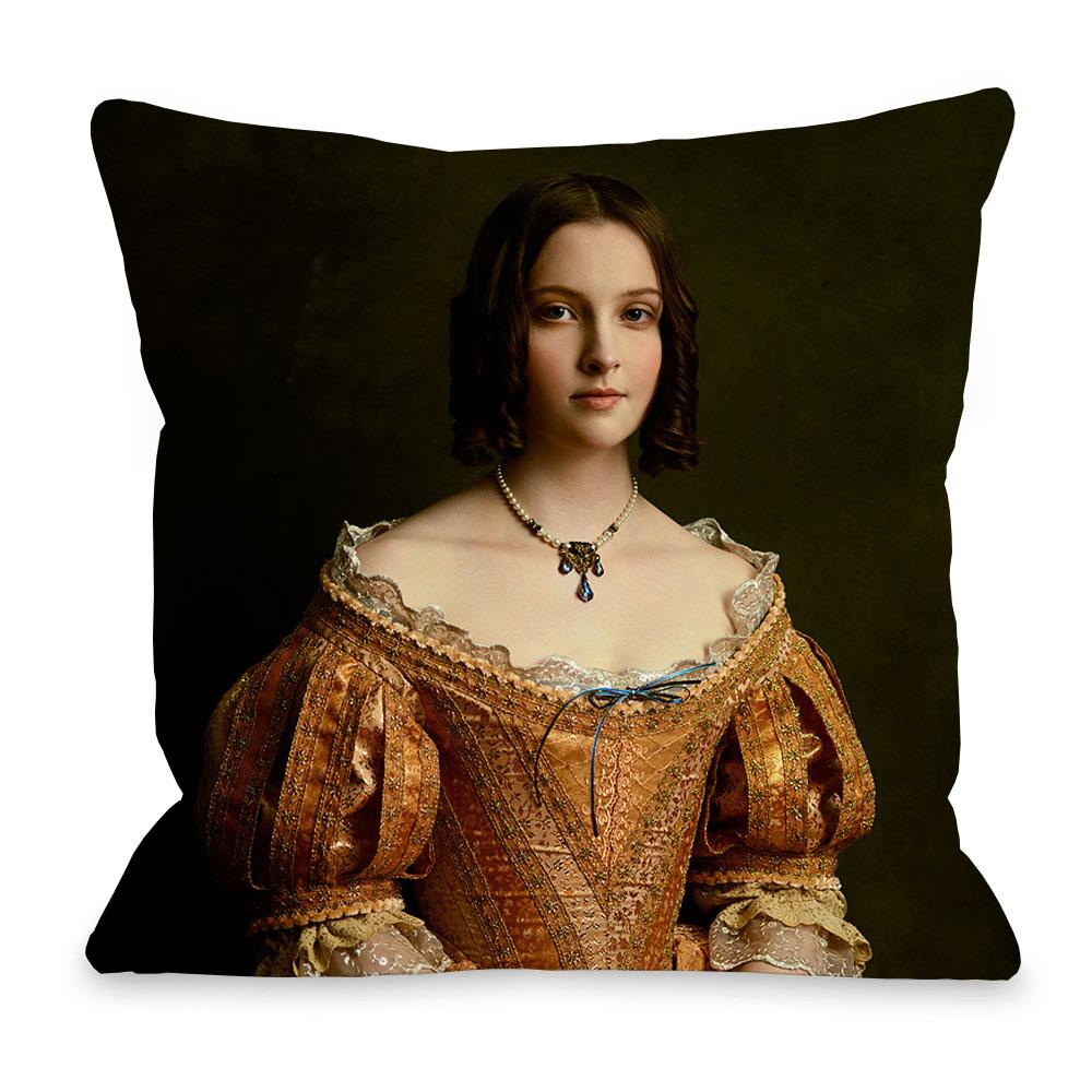 European Royal Court Lady Young Woman Portrait Painting Sofa Throw Pillowcase Rose Flower Home Decoration Art Cushion Cover