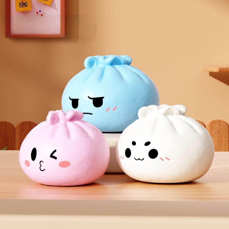 Stressverlichting Bubble Bun Speelgoed Set Squishy Emotie Fidget voor School Kantoor Ontspanning