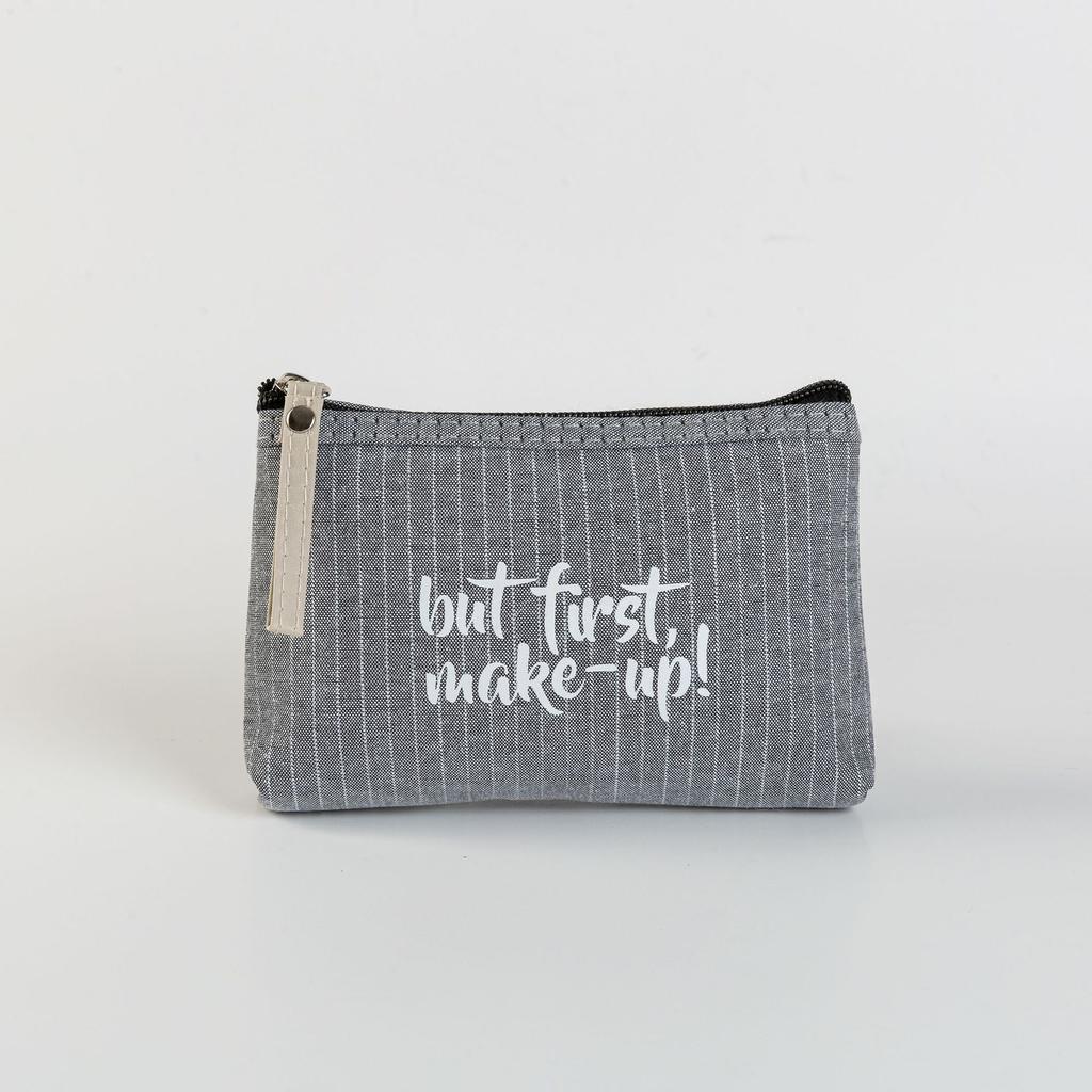 Solid Color Letter Makeup Bag  Waterproof  Portable Cosmetics Pouch Storage