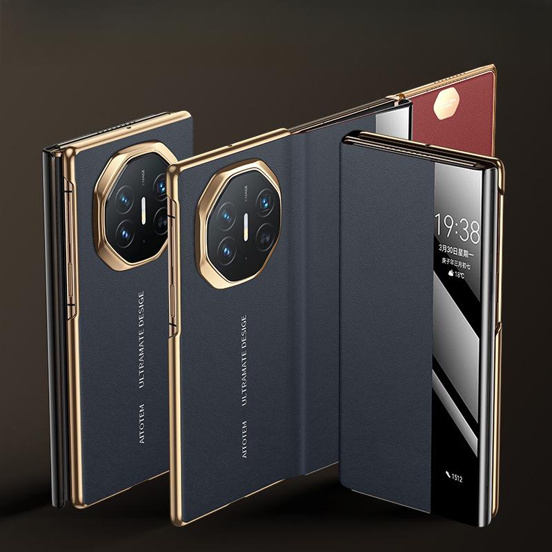Suitable for Huawei MateXT Mobile Phone Case Triple Folding Business Men and Women Napa Smart Window Anti-fall Full Foreskin Case