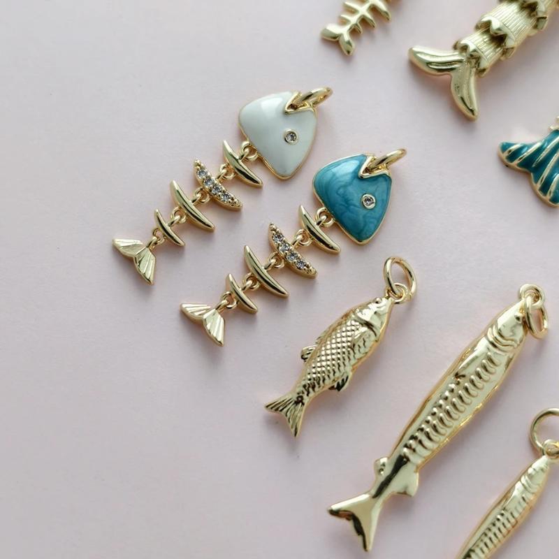 Eco-friendly Colored Enamel Fish DIY Charms Jewelry Making Accessories for Earrings Bracelet Necklace Craft