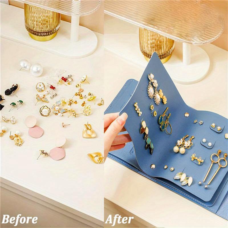 1PC PU Leather Ear Stud Storage Bag Multi-layer Jewelry Finishing Storage Organizer Book Type Storage Bag For Earrings Rings