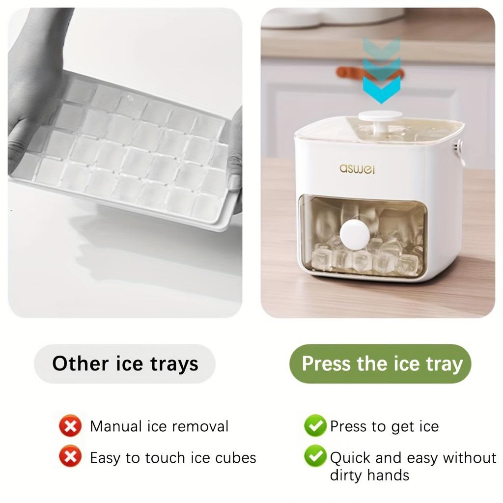 Extra-Large 48-Ice Cube Maker with Easy Glide Double Layer Food-Grade Tray for Refrigerator Perfect for Whiskey & Cocktails