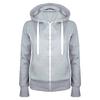 Fashion Lady Solid Color Long Sleeve Hooded Pocket Zip Up Casual Coat Sweatshirt