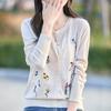 Autumn 2025 Fine Knit Round Neck Embroidered Loose Cardigan Wool Outerwear