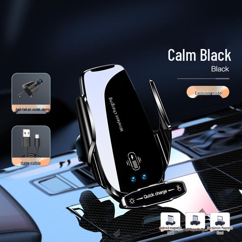 2025 Black Automatic Car Phone Mount & Wireless Charger with Apple Navigation