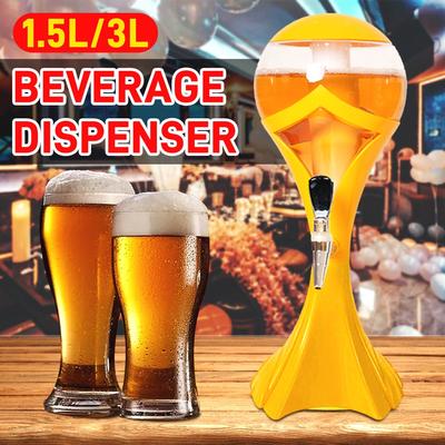 PET+ABS Home Bar Bierturm Spender Party Wein Bier Wasser Saft Getränk Trinken Eiskern Behälter Ausgießer Getränkespender 1,5 l/3 l