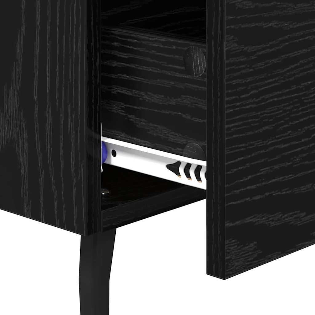 Nightstand Black Oak Effect 40 x 35 x 47.5 cm Engineered Wood