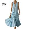 Casual Dress Women Women's Sleeveless Summer Long Tank Dress, V Neck Tiered Flowy Layered Skirt Ruffle Maxi Loose Beach Sundress Breathable