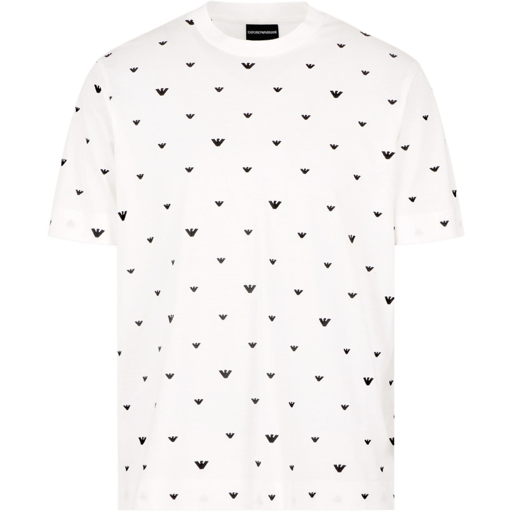 

Emporio Armani Embroidered Logo All Over Print Short Sleeve T-Shirt Men tops Off-White EM001400-AF10017-F0085 S
