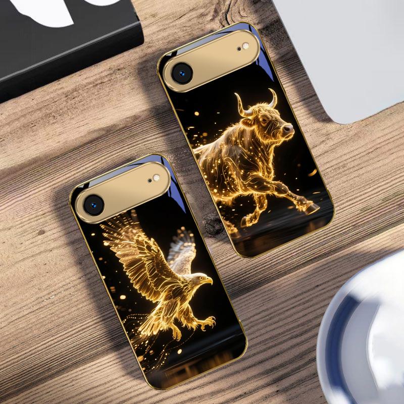 Golden Dragon Totem For IPhone 17Pro Max 16 17 Pro 15 Pro 14 13 Plus 12 Mini 11Pro Max XR 16E 17Air Golden Glass Phone Case
