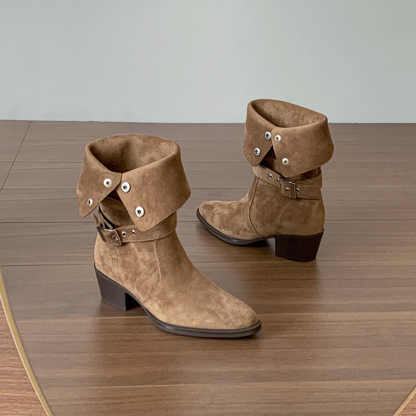 

Khaki retro pointed thick heel boots women s 2025 new autumn versatile small man height and thinness knight boots 40 хаки