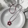 Collier Élégant avec Pendentif Fleur en Résine et Longue Chaîne, Chaîne Corde Ajustable, Chaîne Pull, Pendentif Charme Fait Main, Collier Décontracté