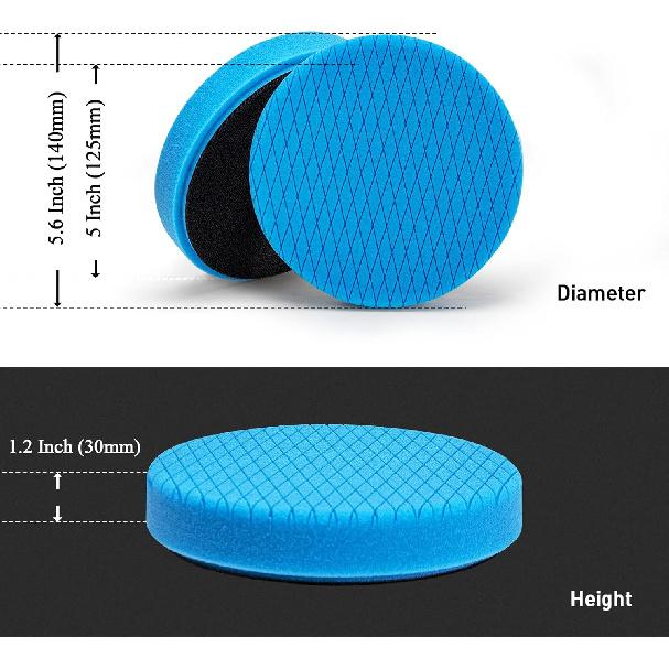 Autolock 5" Buffing Polishing Pads, 6Pcs 5.6Inch 140Mm Face For 5 Inch Backing Plate Compound Buffing Sponge And Woolen Pads Cutting Polishing Pad