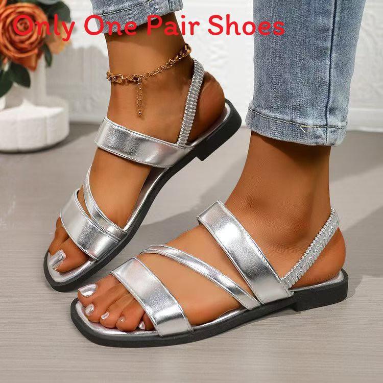 Summer Beach Sandals For Women With Cross Strap Pu Material Lightweight Nonslip For Adult Comfort