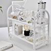 2-Tier Hollow Out Desktop Storage Rack | Retro Style Plastic Organizer Shelf For Kitchen/Bathroom/Office
