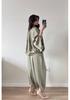 2025 European & American Women's Long Sleeve Cardigan Shirt with Casual Pants Fashion Set