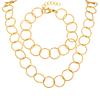 Dainty Stainless Steel Geometric Hollow Round Thin Chain Necklace, Gold Plated Fashion Luxury Jewelry for Women Gift